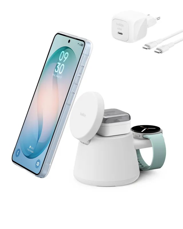 belkin-ultracharge-3-in-1-qi2-ladestation-25w-wei-mit-45w-netzteil image 1