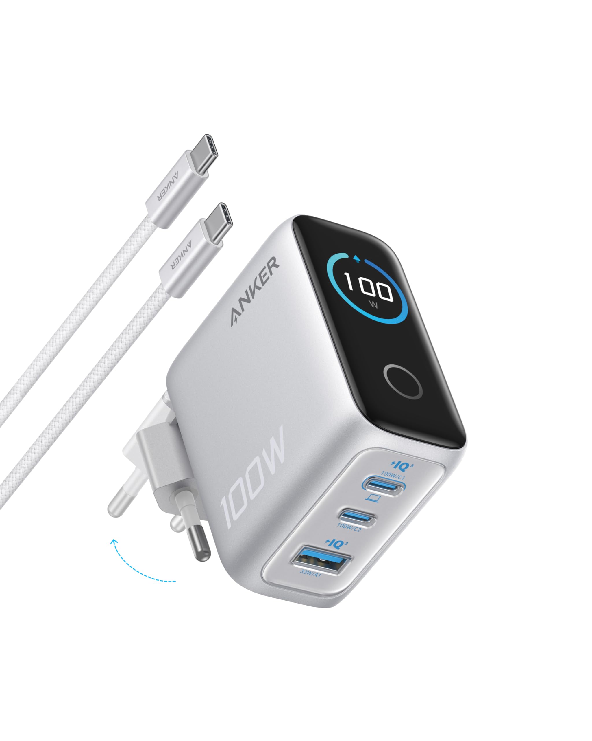 anker-100w-usb-c-ladeger-t-3-port-gan-mit-smart-display image 8