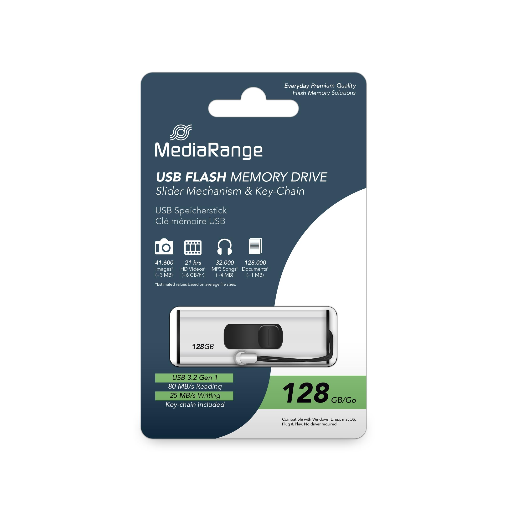 mediarange-usb-stick-128gb-usb-3-2-gen-1-silber-mit-schiebemechanismus image 8