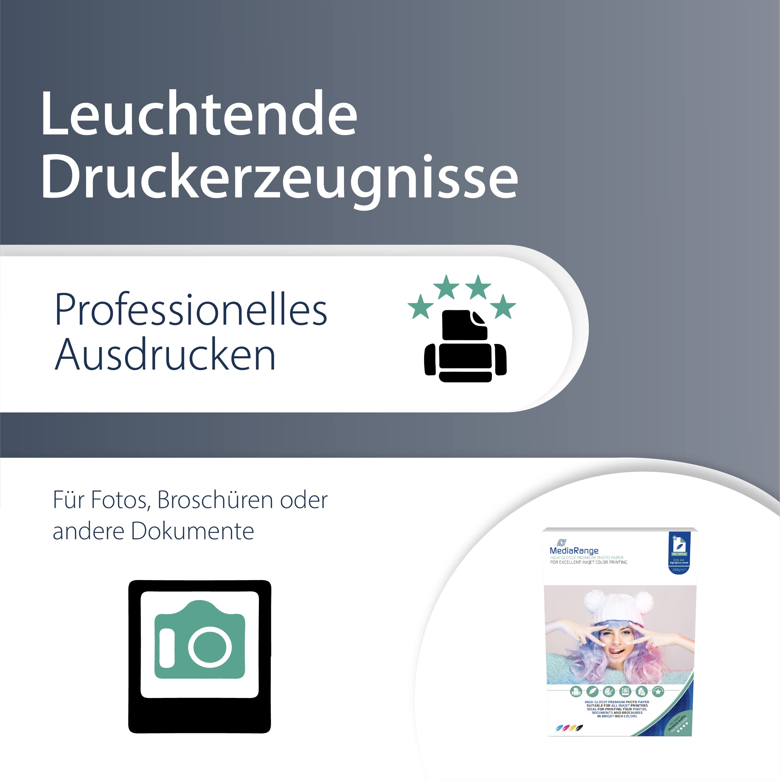 mediarange-hochglanz-fotopapier-a4-220g-m-100-blatt-inkjet image 3