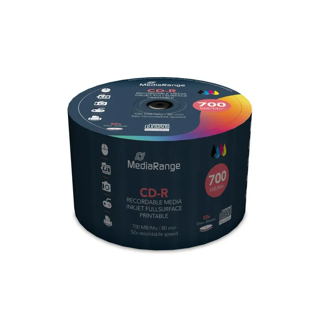 mediarange-cd-r-700mb-80min-52x-cd-rohling-50er-pack-inkjet-bedruckbar image 1