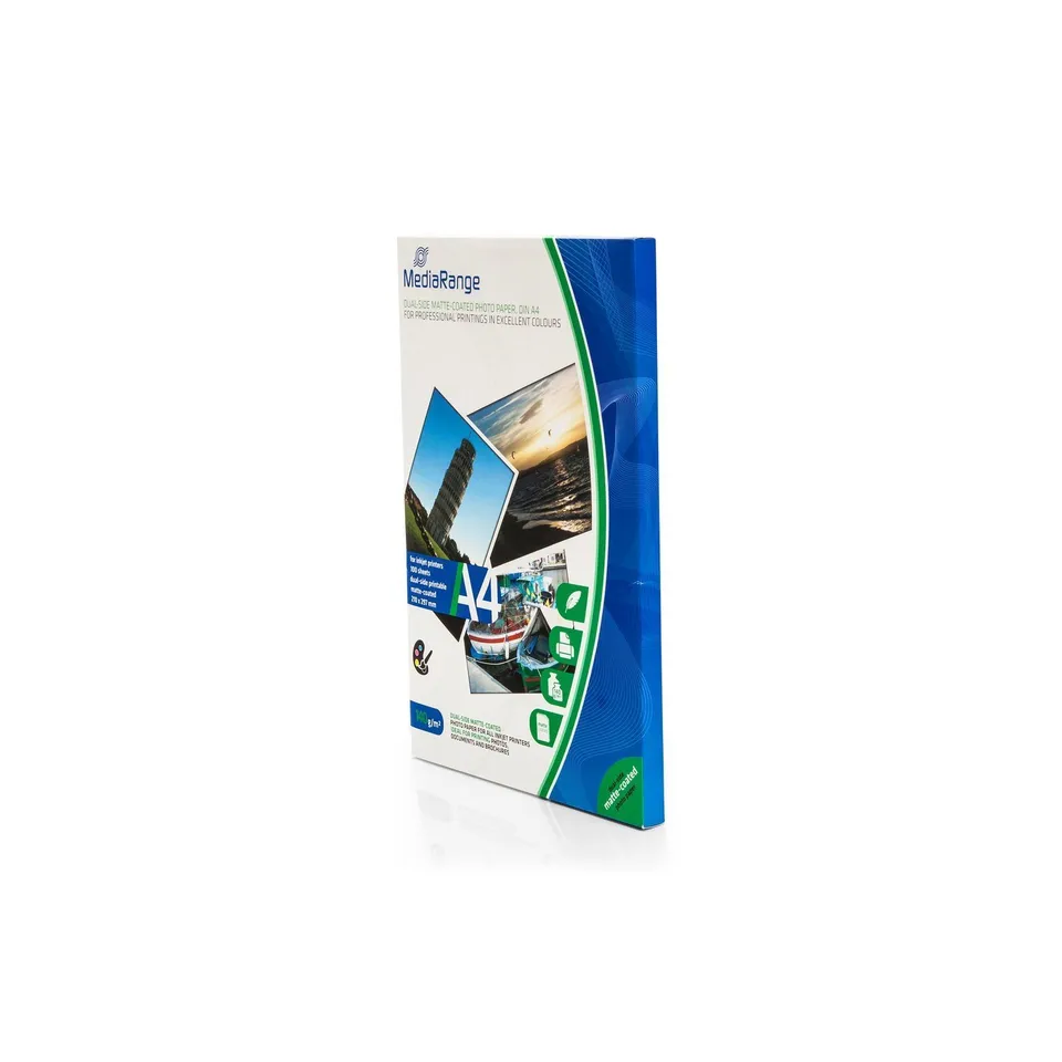mediarange-matt-fotopapier-a4-140-g-m-100-blatt-beidseitig-f-r-inkjet-wei image 1