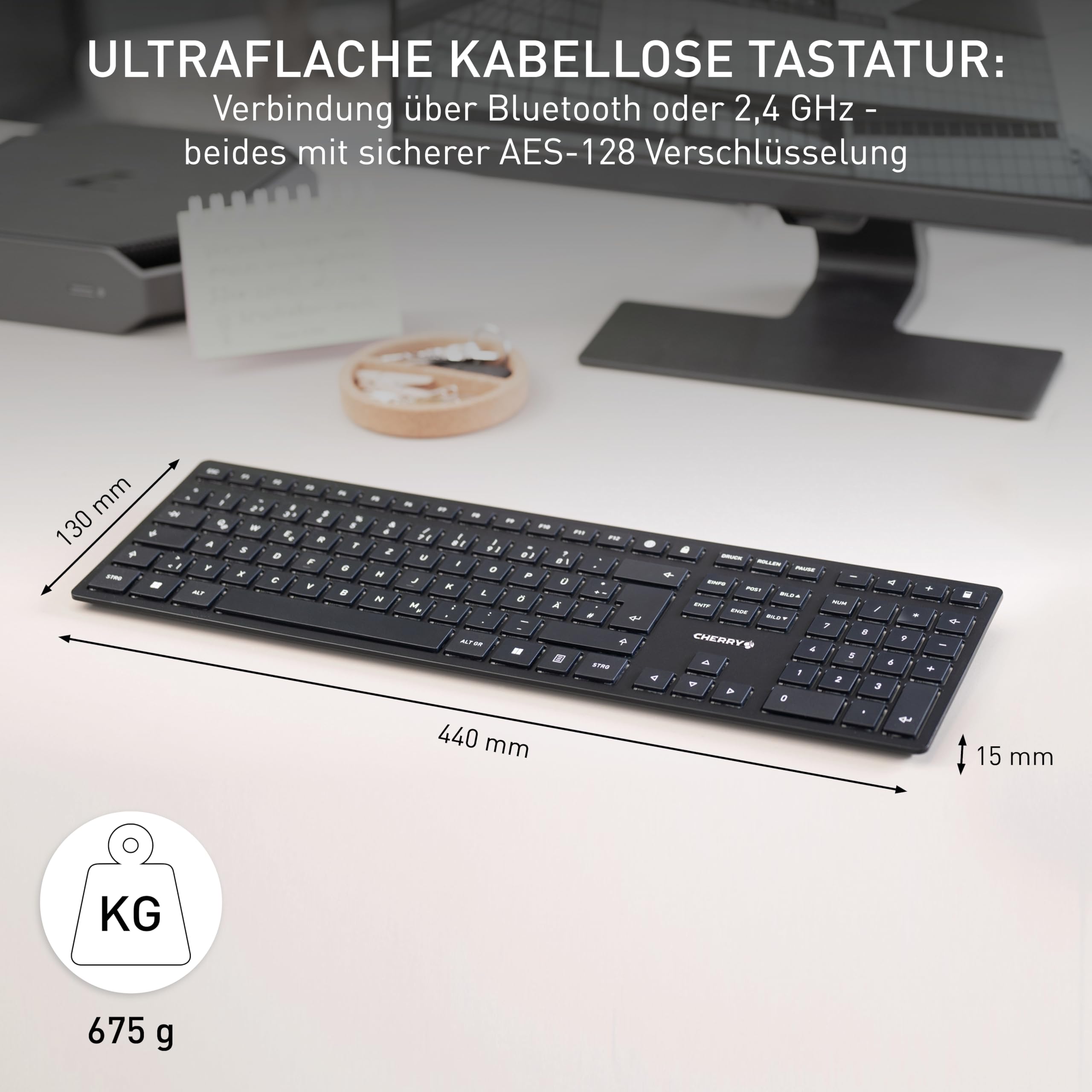 cherry-kw-9100-slim-funk-tastatur-qwertz-schwarz-grau image 2
