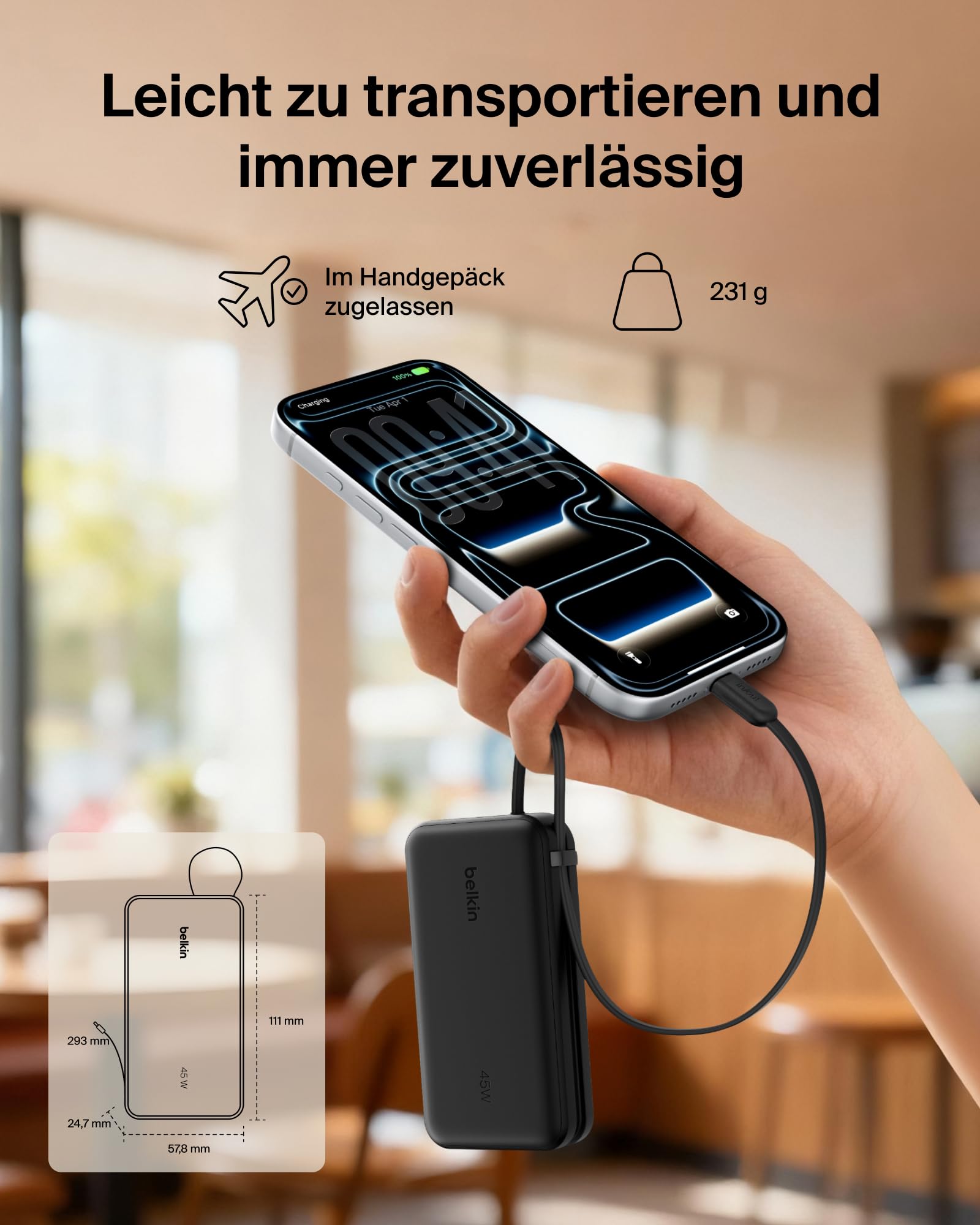 belkin-ultracharge-10000mah-powerbank-45w-mit-integriertem-usb-c-kabel-und-displ image 8