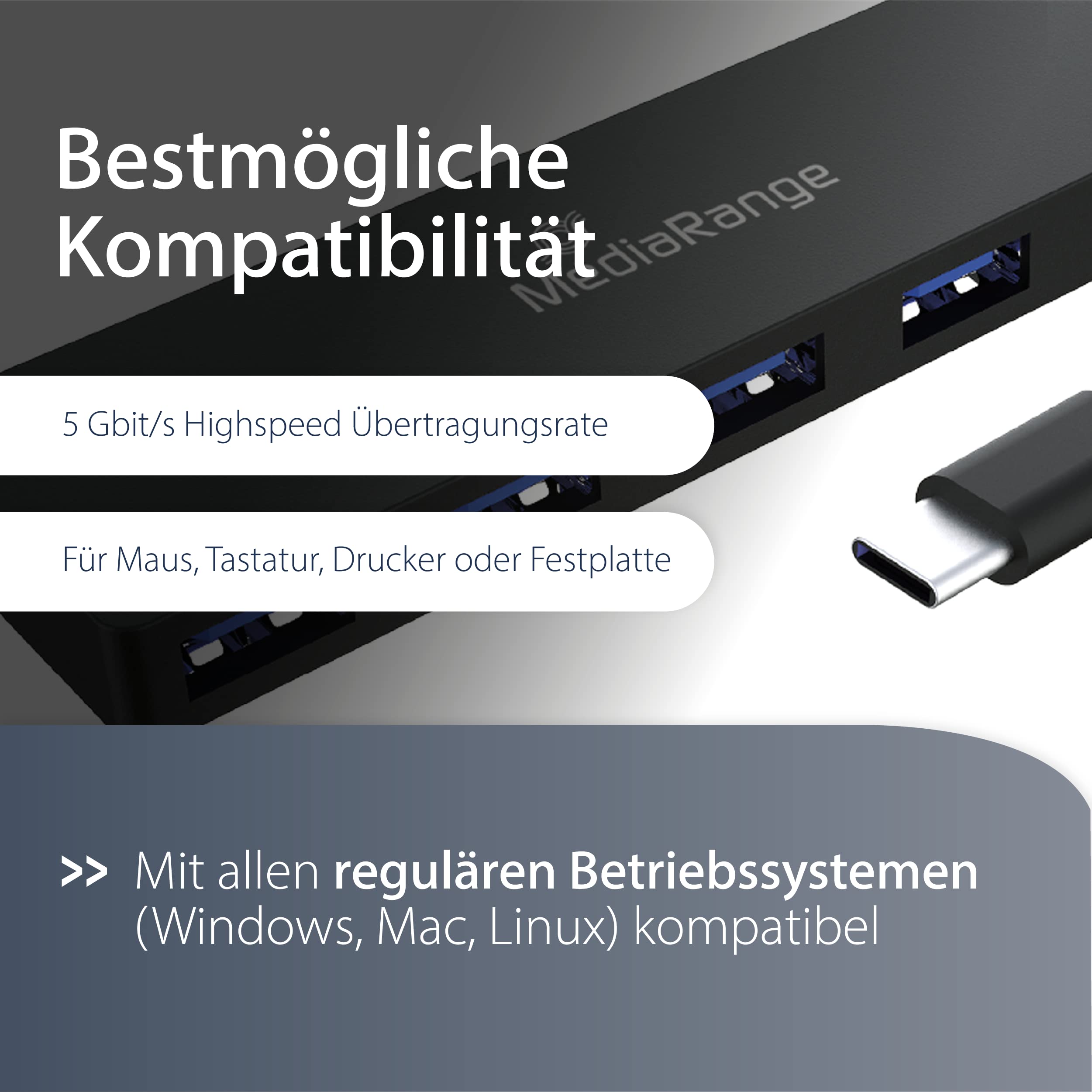mediarange-usb-c-hub-4-ports-usb-3-0-schwarz image 4