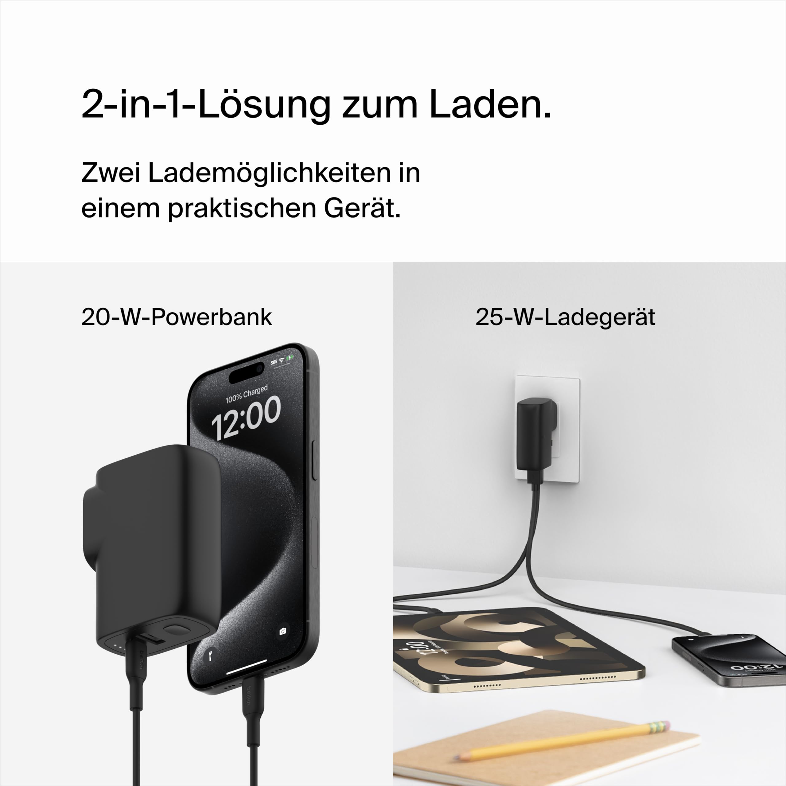 belkin-boostcharge-hybrid-ladeger-t-25w-mit-5000mah-powerbank-2-in-1 image 2