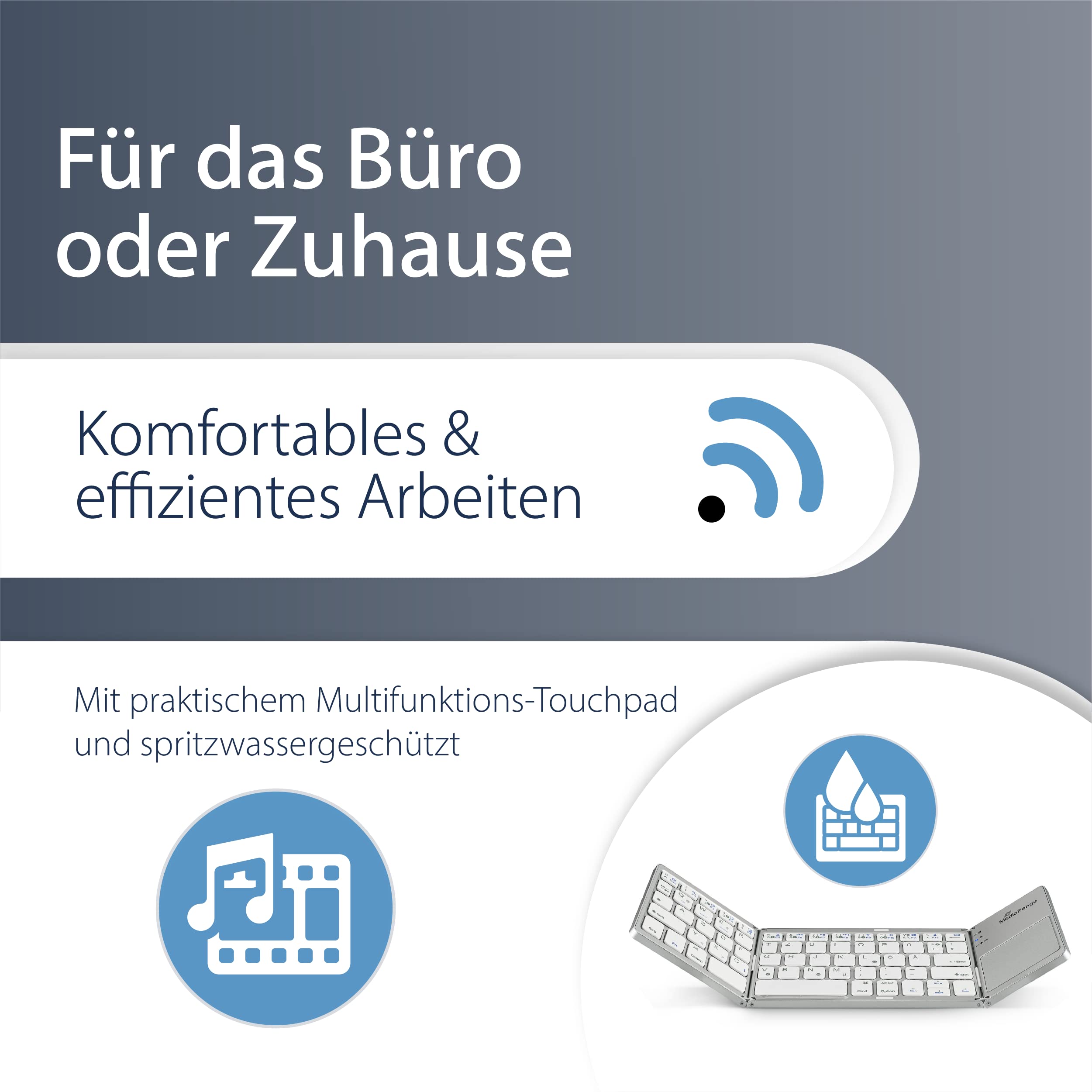 mediarange-funk-tastatur-qwertz-de-at-63-tasten-mit-touchpad-silber-faltbar image 3
