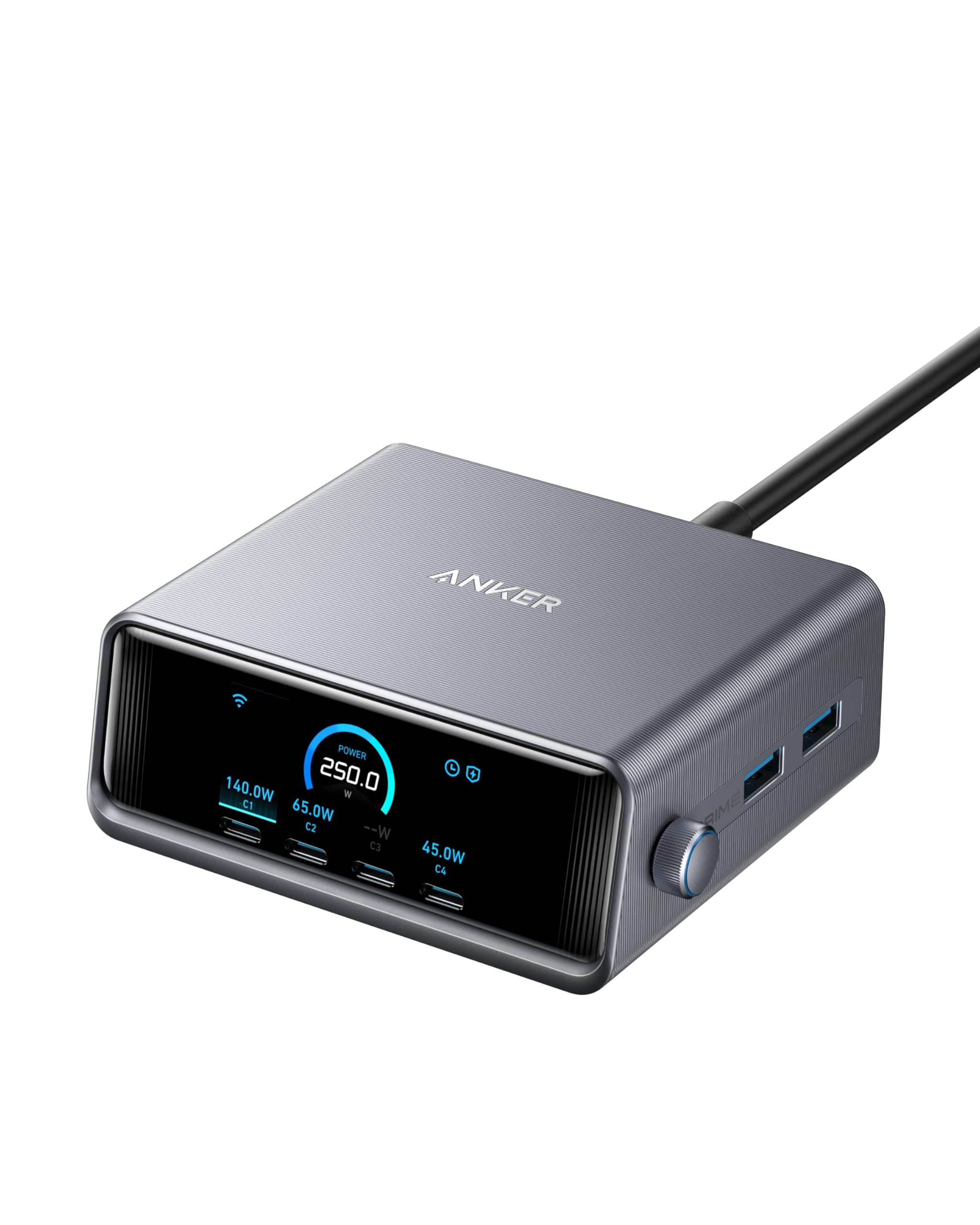 anker-prime-250w-6-port-gan-ladestation-usb-c-140w-mit-2-26-lcd-display-und-smar image 1