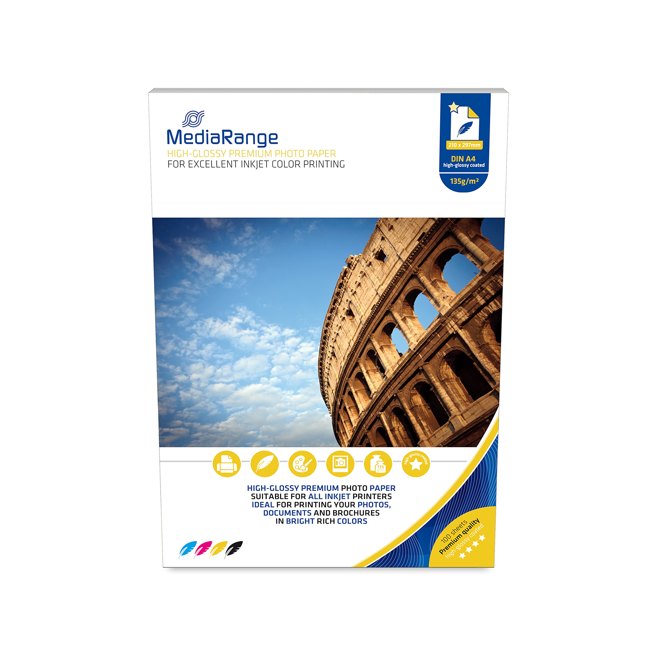 mediarange-hochglanz-fotopapier-160-g-m-a4-100-blatt image 1