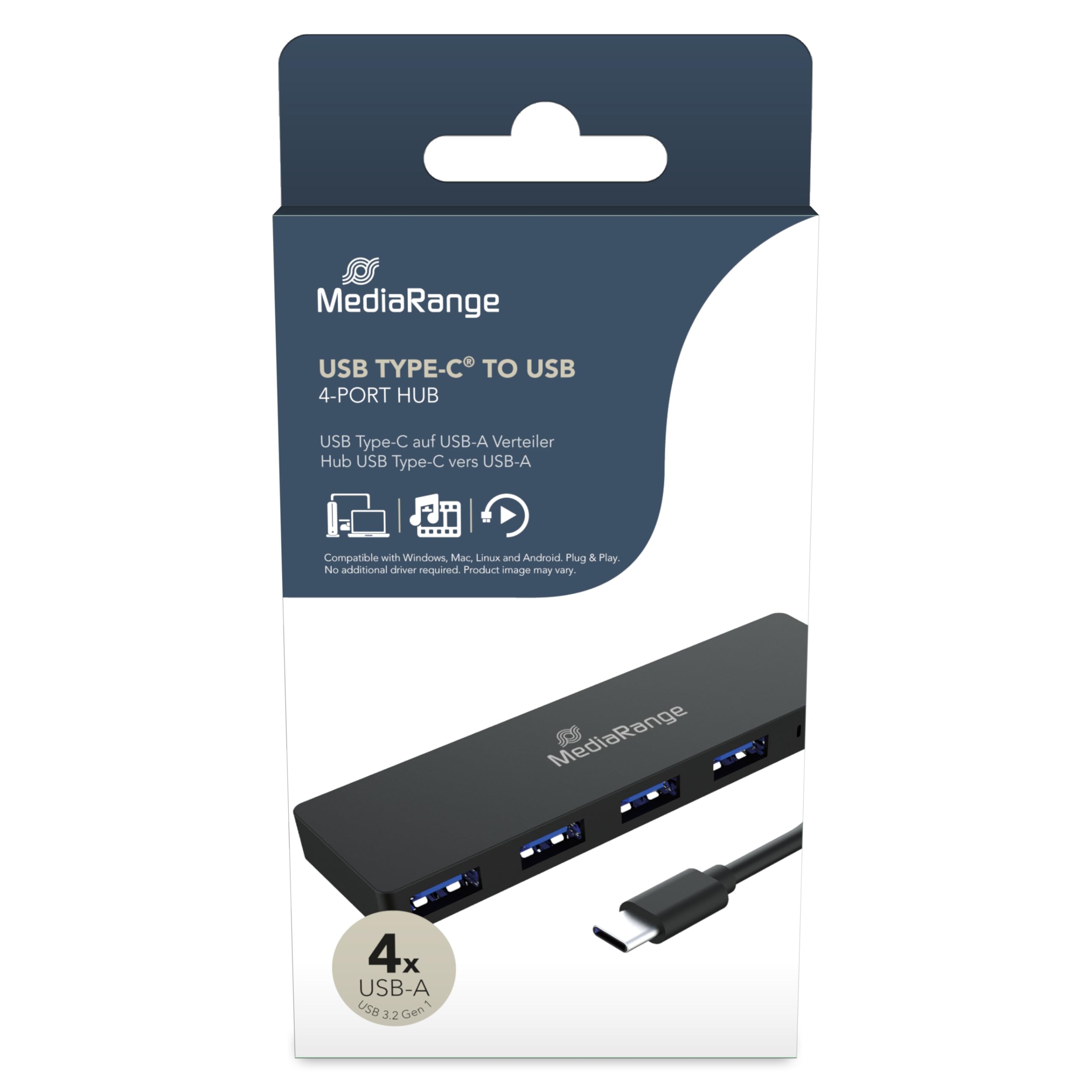 mediarange-usb-c-hub-4-ports-usb-3-0-schwarz image 5