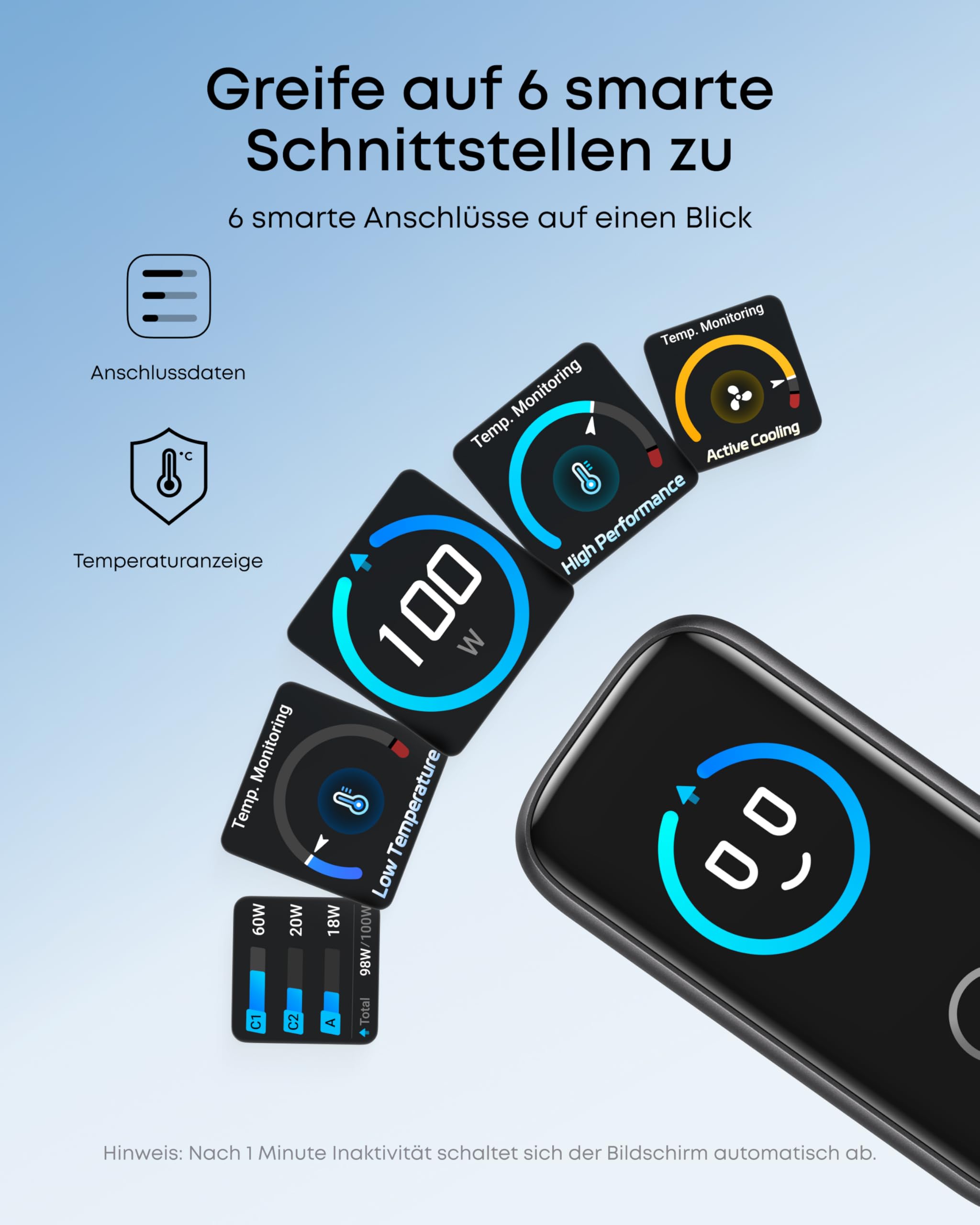 anker-100w-usb-c-ladeger-t-3-port-gan-mit-smart-display image 3