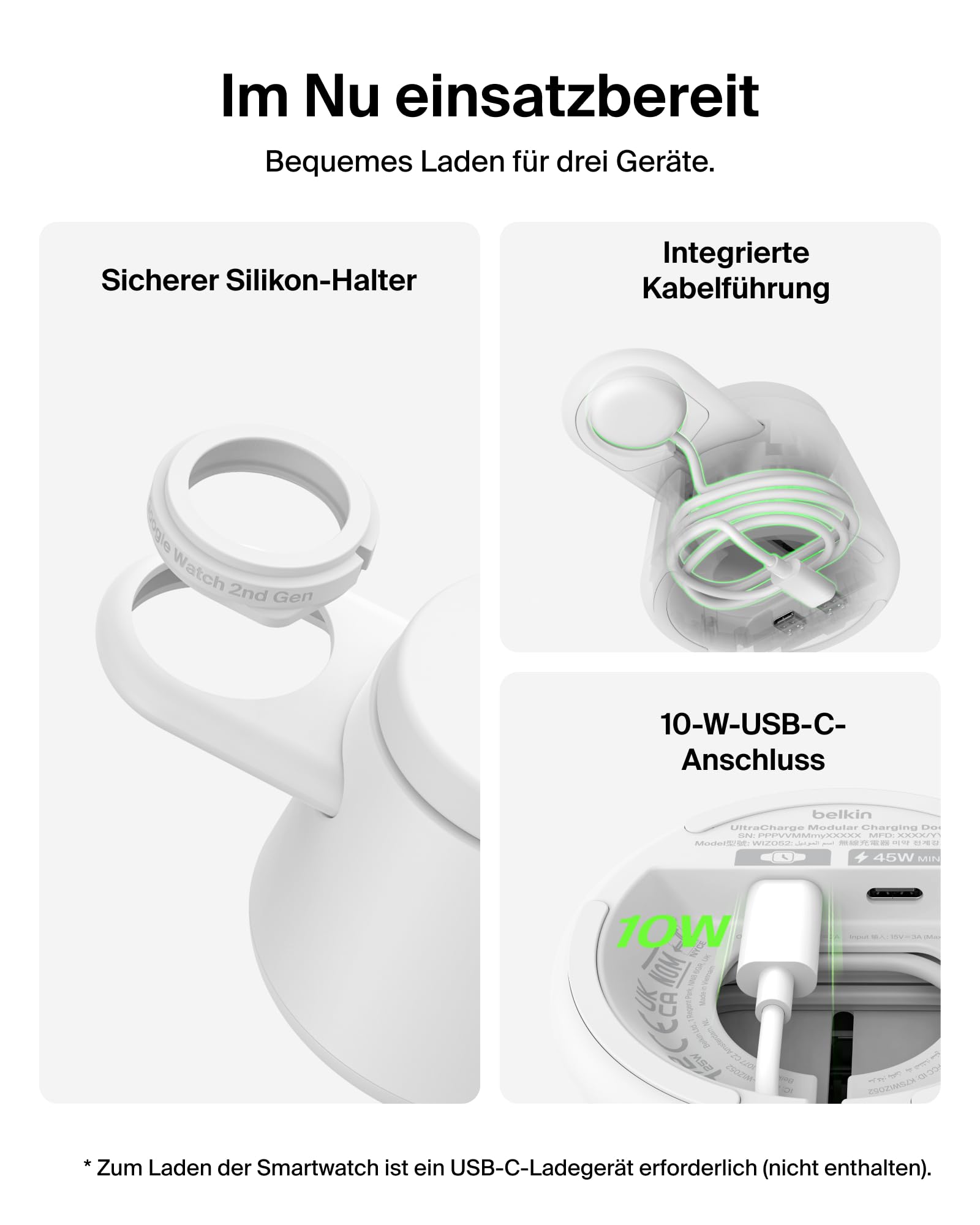 belkin-ultracharge-3-in-1-qi2-ladestation-25w-wei-mit-45w-netzteil image 3