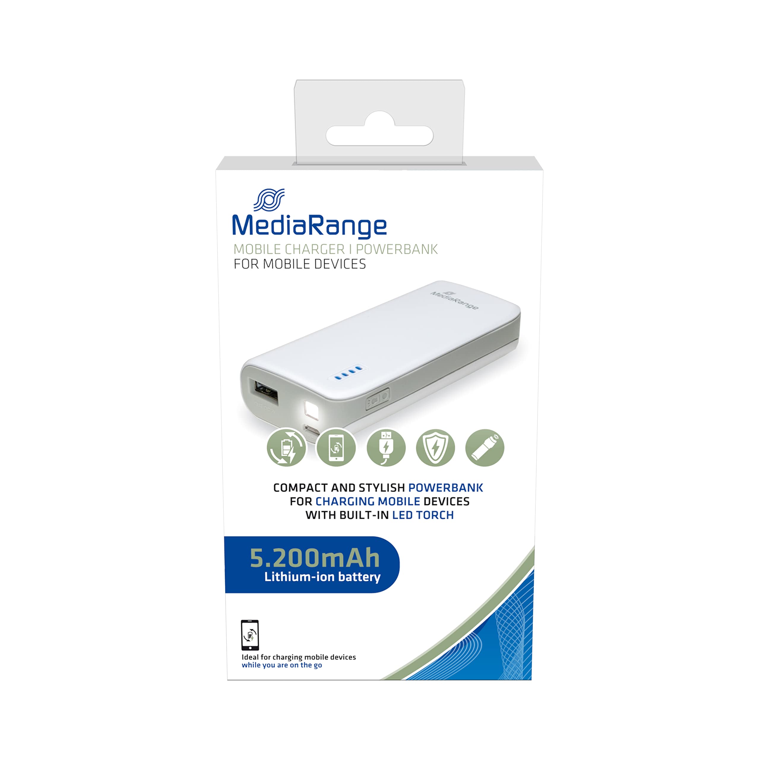 mediarange-powerbank-5-200-mah-mit-led-taschenlampe-usb-a-wei-grau image 6