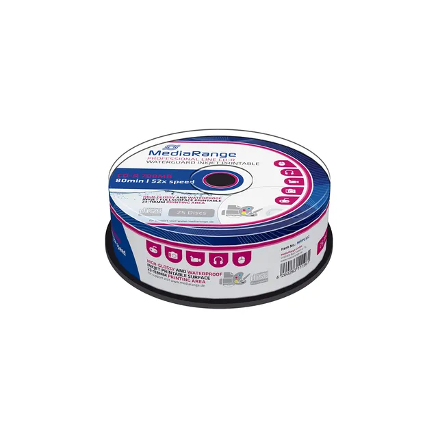 mediarange-cd-r-700mb-25er-pack-inkjet-waterguard image 1