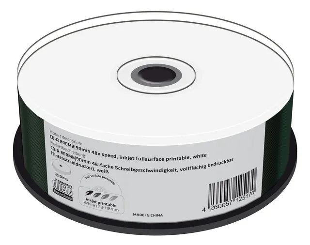 mediarange-cd-r-800mb-90min-48x-bedruckbar-25er-cakebox image 1