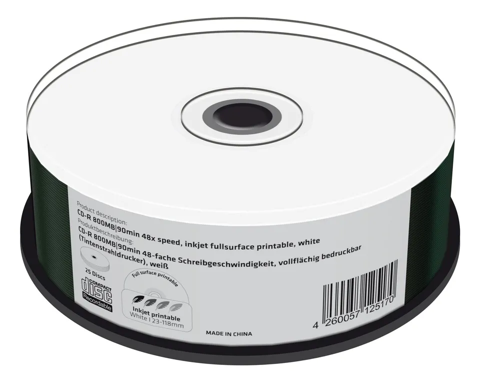 mediarange-cd-r-800mb-90min-48x-bedruckbar-25er-cakebox image 1