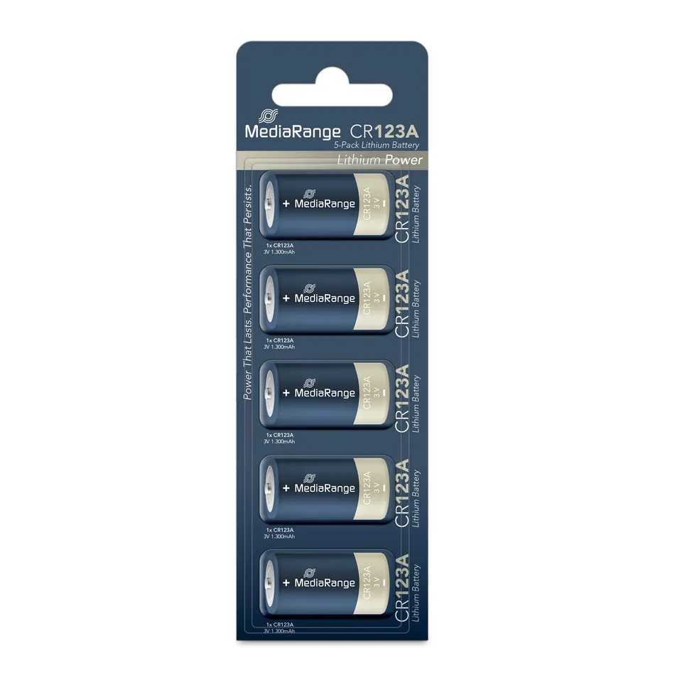 mediarange-lithium-batterie-cr123a-3v-1300mah-5er-pack image 1