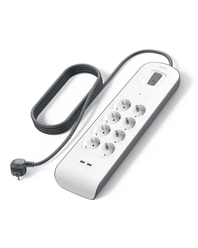 belkin-8-fach-steckdosenleiste-mit-berspannungsschutz-und-2x-usb-a-2-4a-2-m image 1