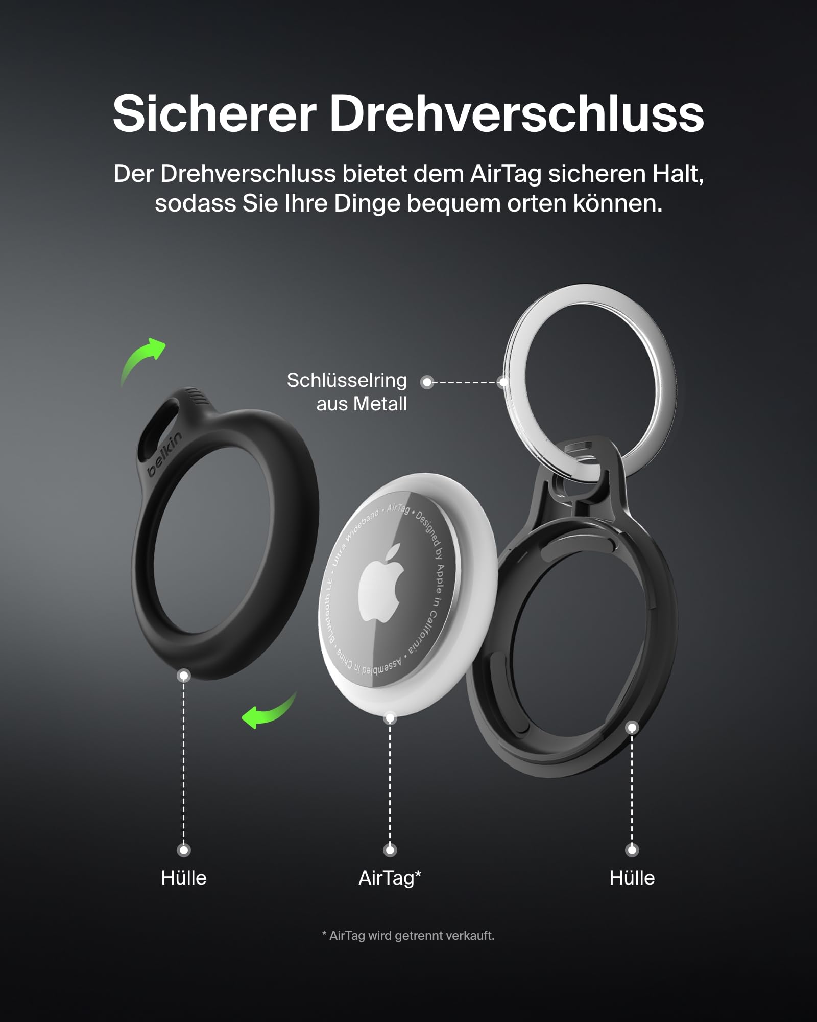 belkin-airtag-h-lle-mit-schl-sselanh-nger-secure-holder-schwarz-f-r-airtag-1-und image 4