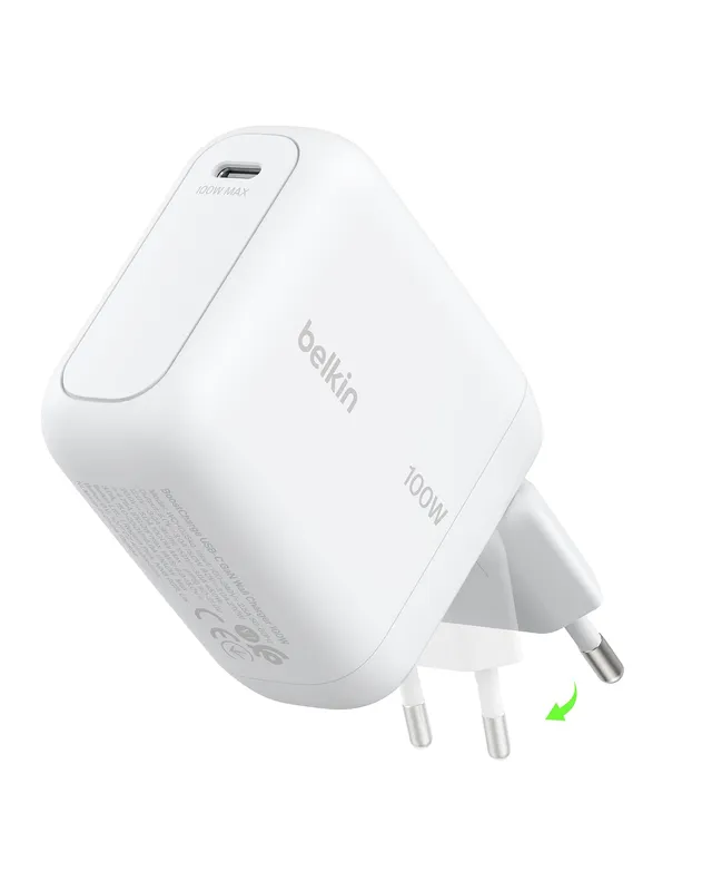 belkin-boostcharge-usb-c-gan-ladeger-t-100w-mit-klappstecker-wei image 1