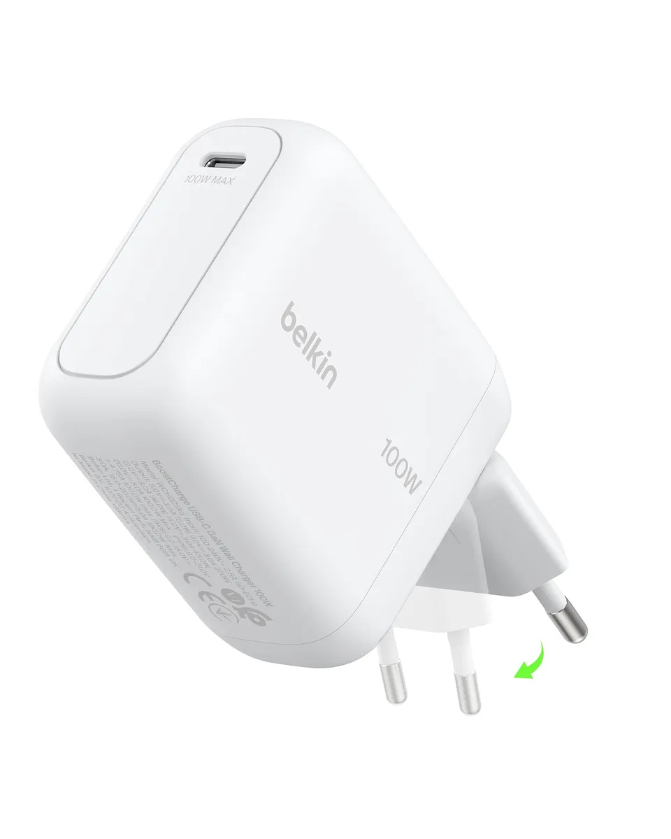 belkin-boostcharge-usb-c-gan-ladeger-t-100w-mit-klappstecker-wei image 1