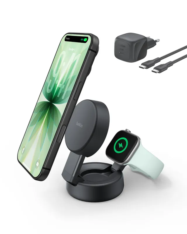 belkin-ultracharge-pro-2-in-1-qi2-ladestation-25w-schwarz-mit-45w-netzteil image 1