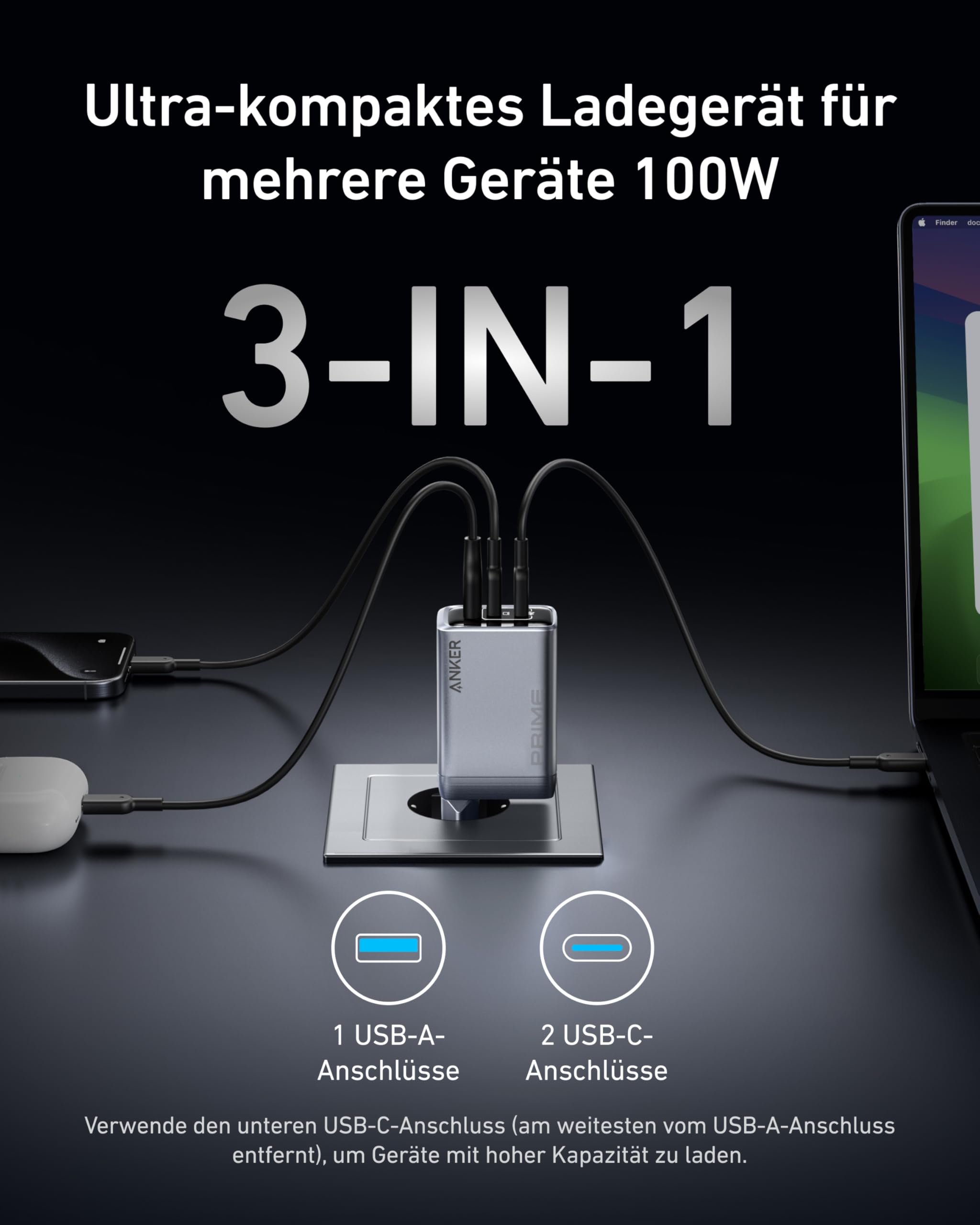 anker-prime-100w-usb-c-gan-ladeger-t-3-port-faltbar image 2