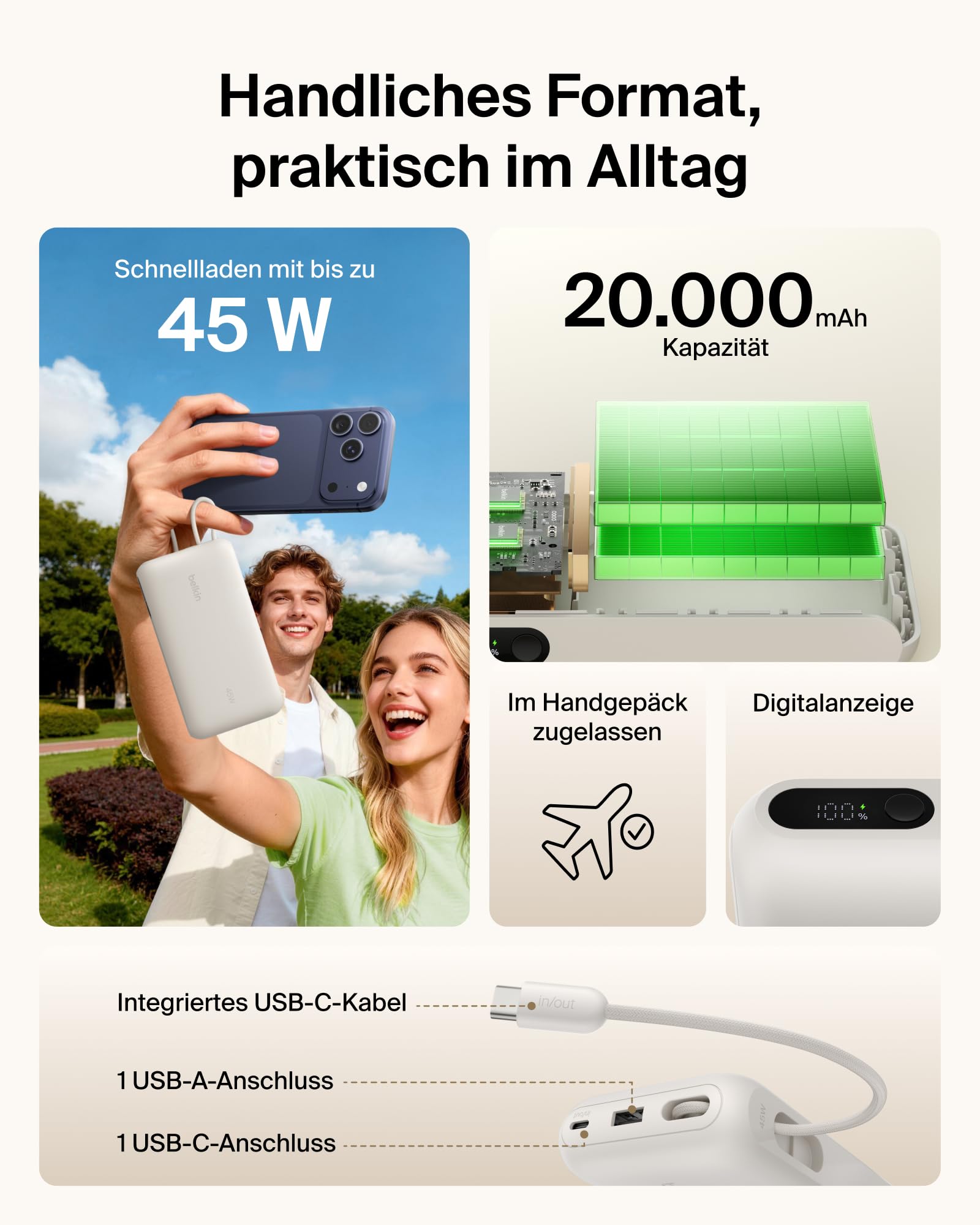 belkin-ultracharge-20000-mah-powerbank-45w-beige-mit-usb-c-kabel-display image 2