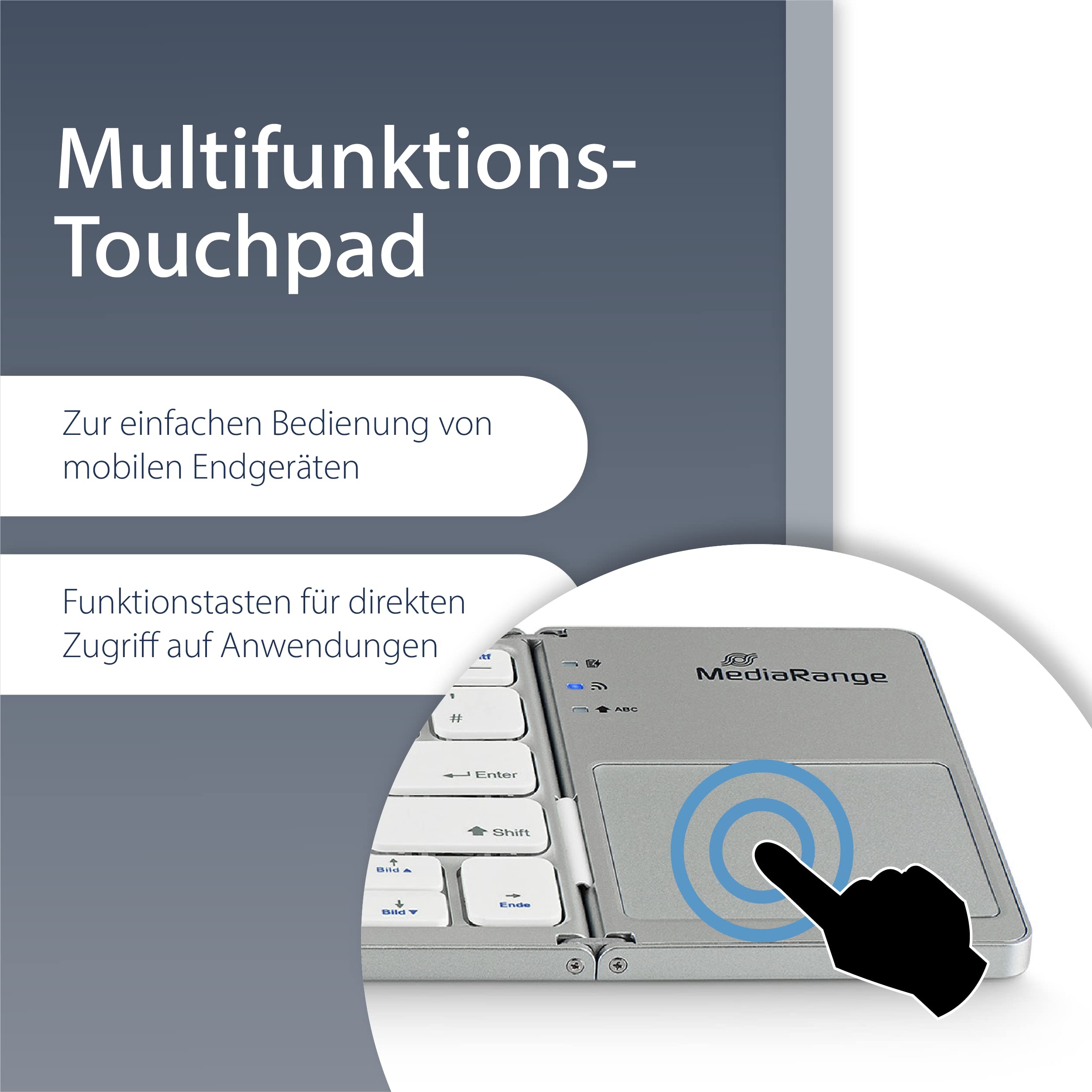 mediarange-funk-tastatur-qwertz-de-at-63-tasten-mit-touchpad-silber-faltbar image 5