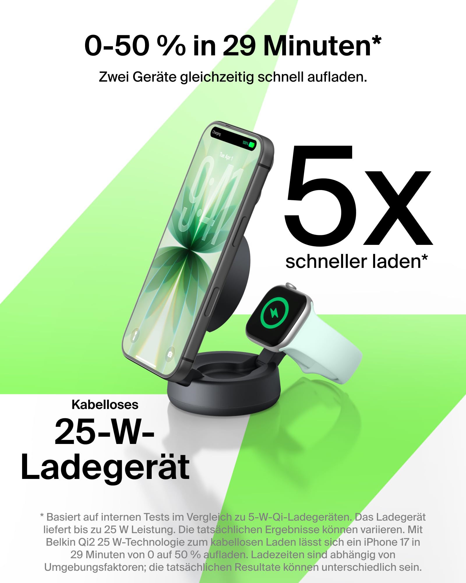 belkin-ultracharge-pro-2-in-1-qi2-ladestation-25w-schwarz-mit-45w-netzteil image 2