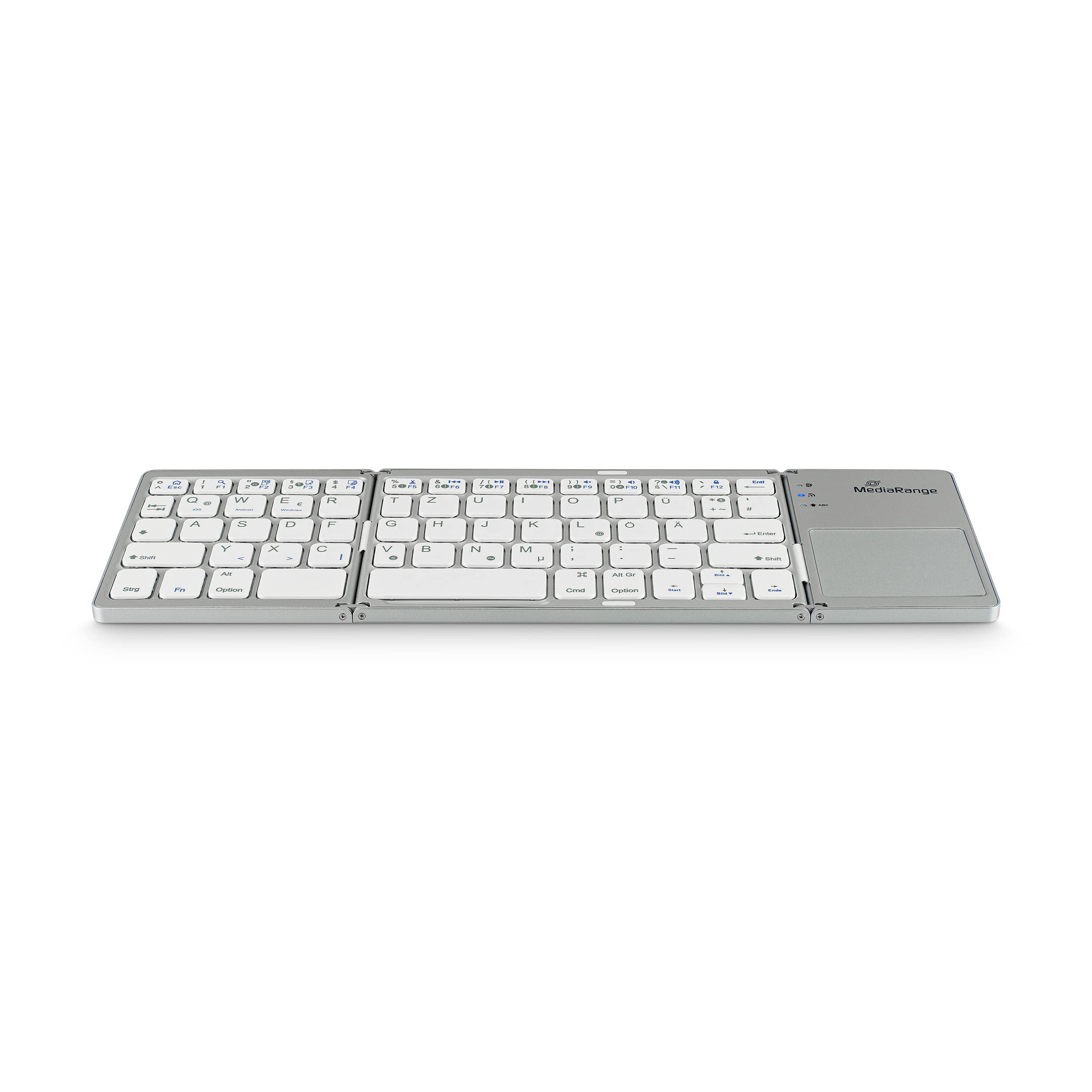 mediarange-funk-tastatur-qwertz-de-at-63-tasten-mit-touchpad-silber-faltbar image 1