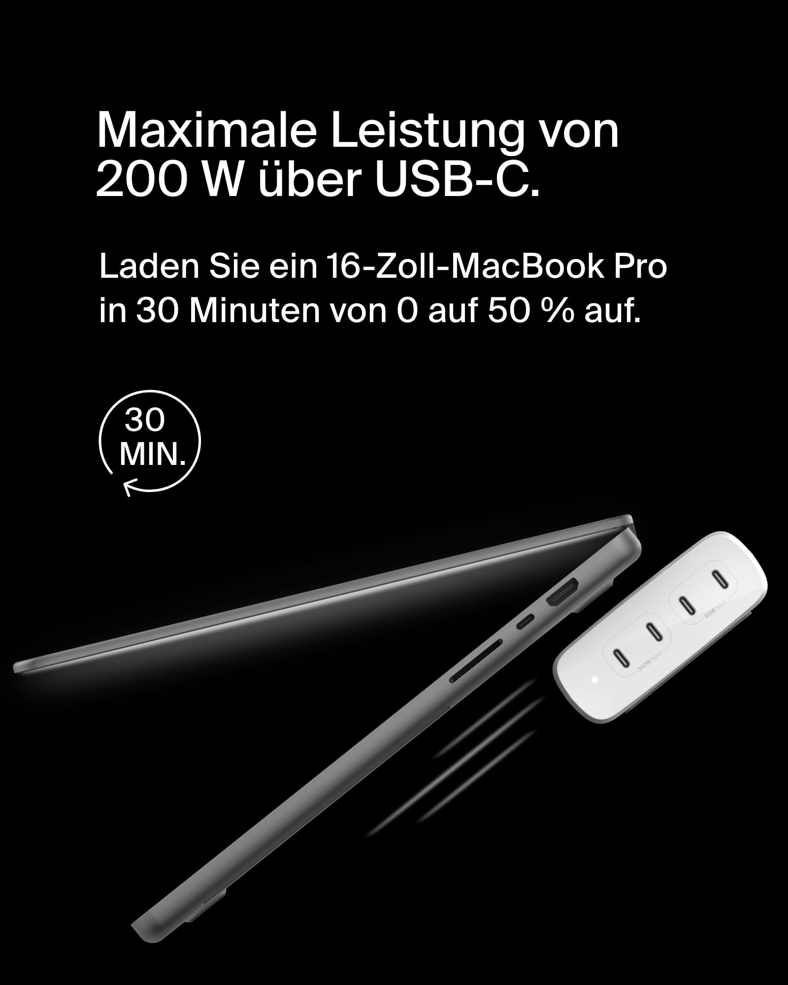 belkin-boostcharge-pro-4-port-usb-c-gan-ladeger-t-200w-pd-3-1-mit-1-5-m-kabel image 3